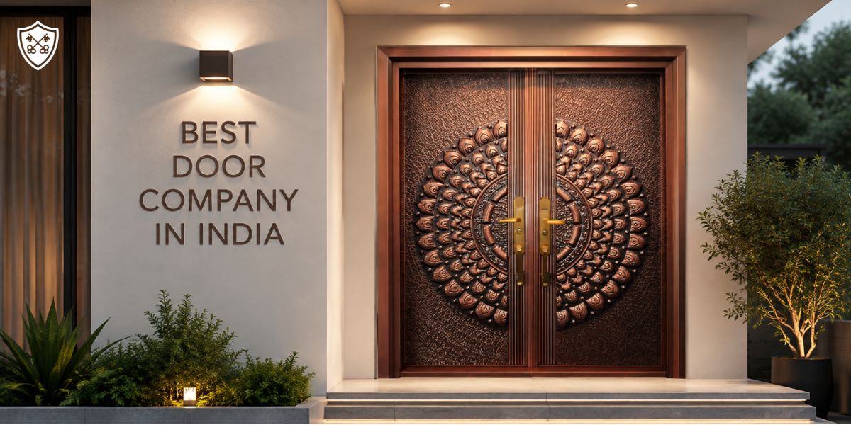 Best Door Company in India featuring a premium Duroguard steel main door installed in a modern home entrance with contemporary architecture.